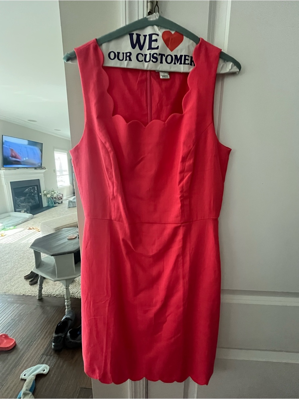 J. Crew Scalloped Sheath Dress in Coral